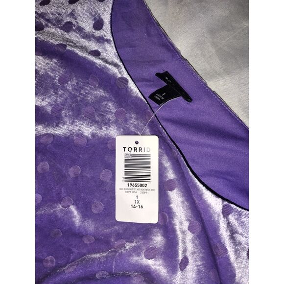 NWT Torrid MIdi Burnout Velvet Boatneck Dress Size 1 Whimsy Goth Curvy Plus Size - Picture 4 of 8